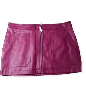 Free People A-line Mini Vegan Leather Prune Skirt Size 10